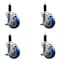 Service Caster 4'' Blue Poly Swivel 1-1/8'' Expanding Stem Caster Set with Brake, 4PK SCC-EX20S414-PPUB-BLUE-TLB-118-4 - alternate 1